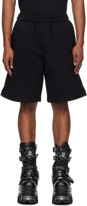 VETEMENTS Black Embroidered Logo Shorts