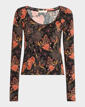 Aris Printed Long-Sleeve Jersey Top