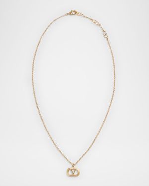 VLogo Oval Metal Necklace