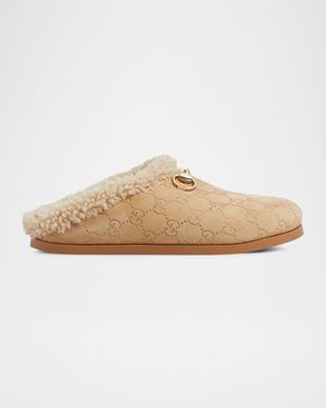 New Sol Suede Shearling Horsebit Mules