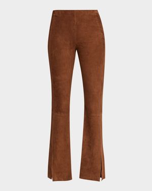 Suede Slit Flare Pants