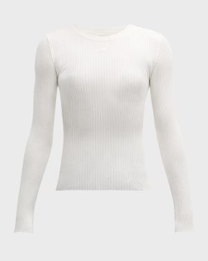 Shoulder Snaps Long-Sleeve Rib Sweater
