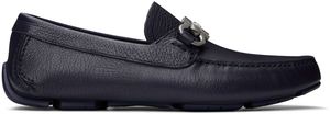 Ferragamo Navy Gancini Ornament Loafers