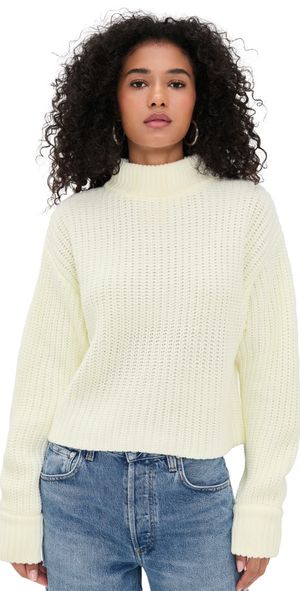 Good American Chunky Knit Mock Neck Sweater Chili001 L