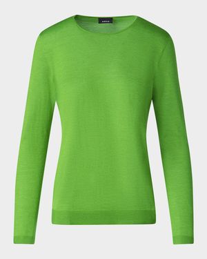 Seamless Cashmere-Silk Crewneck Sweater