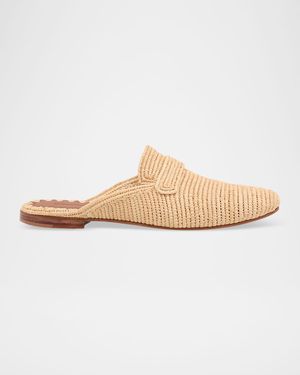 Tapa Woven Raffia Loafer Mules