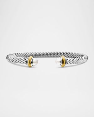 Cable Bracelet with Gemstone in Silver with 14K Gold, 5mm