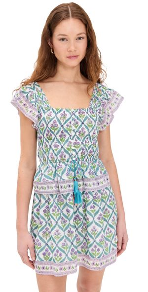 Bell Fleur Mini Dress Turquoise Purple Diamond XS