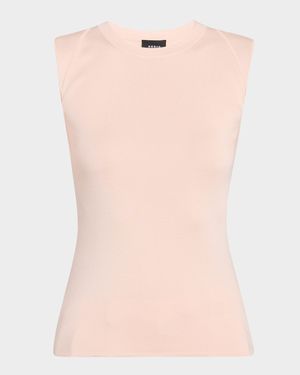 Sleeveless Fitted Silk Stretch Knit Top
