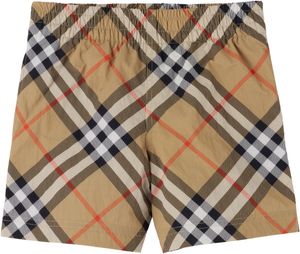Burberry Kids Beige Check Swim Shorts