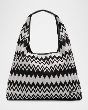 Optical Wave Cotton Hobo Bag
