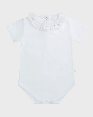 Kid's Embroidered Ruffle Collar Bodysuit, Size 3M-24M