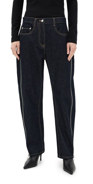 3.1 Phillip Lim Denim Curved Petite Jeans With Zippers Dark Indigo 0