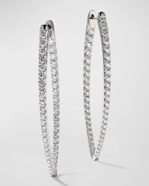 18k White Gold Diamond V-Shape Hoop Earrings, 3.46tcw