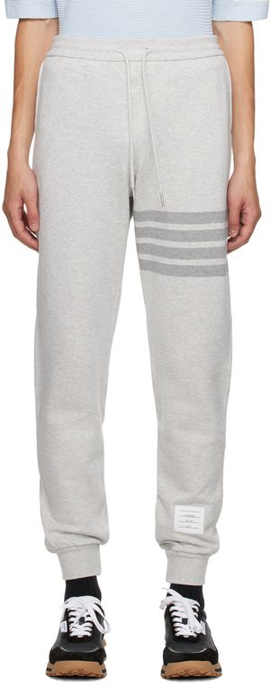 Thom Browne Pantalon de survêtement gris à quatre rayures