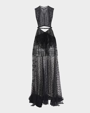 Chantilly Lace Cutout Maxi Dress