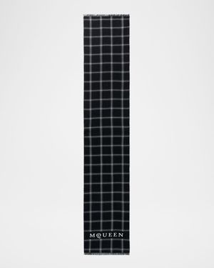 Men's Wool Logo Check Scarf