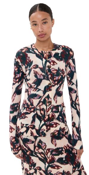 Figue Louisa Cardigan Sweater Ikat Foliage Beach Beige L