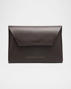 Envelope Flap Leather Clutch Bag
