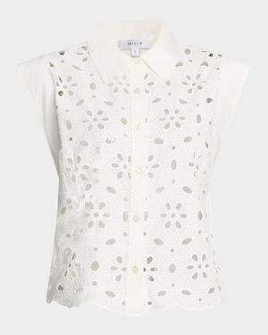 Natalia Eyelet-Embroidered Cotton Top