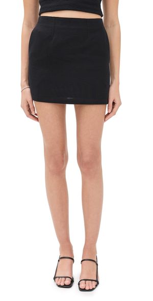ALIGNE Hadley Linen Mini Skirt Black 14