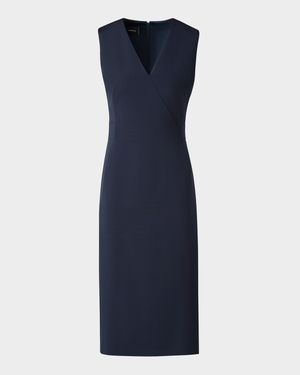 V-Neck Sleeveless Silk Slit Dress