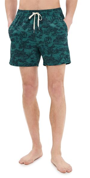 Fair Harbor x White Lotus Bayberry Swim Trunks 5 Jungle Toile XXL