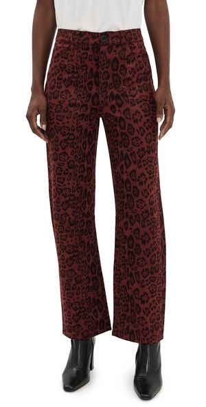 LE JEAN Velvet Nomad High Rise Jeans Burgundy Leopard 23