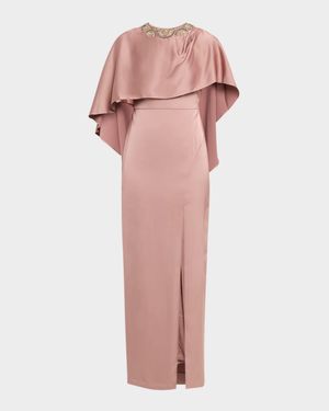 Crystal Organza Cape Gown