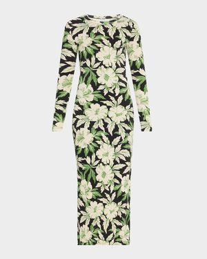 Floral Printed Mesh Tube Dress