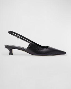 Catrina Leather Kitten-Heel Slingback Pumps