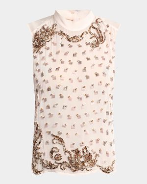 Sheer Sleeveless Embellished Top