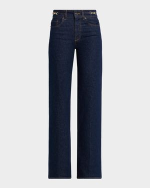 Sasha Wide-Leg Jeans with Embellished Waistband