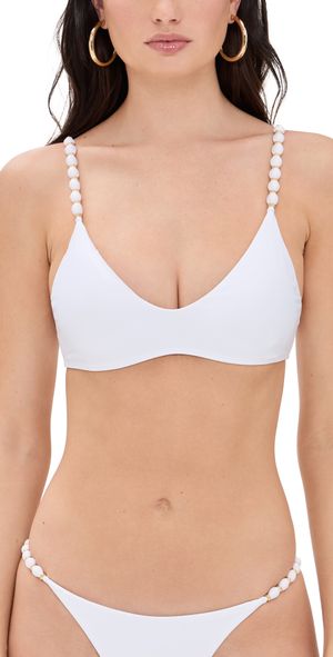 ViX Paula Hermanny Li Beads Bikini Top White L