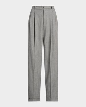 Straight-Leg Wool-Blend Flannel Pants
