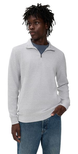 Faherty Legend Sweater Quarter Zip Light Heather Grey XL