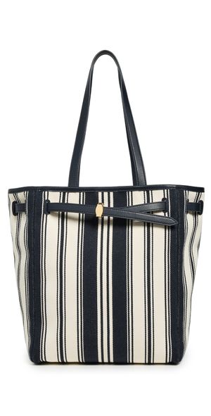 Veronica Beard Stripe Canvas Tote Navy Multi One Size