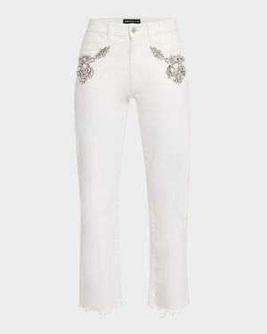 Carolyn Embellished Straight Crop Jeans