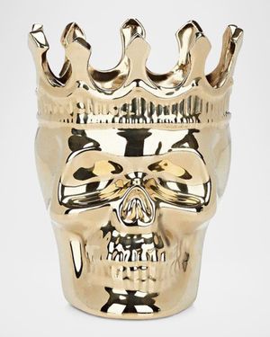 Golden Bonaparte Skull Candle, 23.3 oz. - Wood Charmel Scent