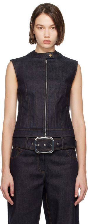 Aya Muse Gilet Tita bleu en denim