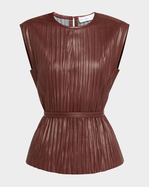 Lyra Pleated Vegan Leather Top