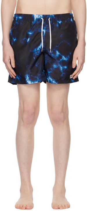 Bather Navy Shibori Ne-Maki Swim Shorts