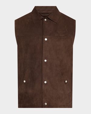 Men's Suede Snap-Front Vest