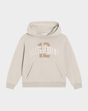 Boy's Logo Embroidered Cotton Hoodie, Size 4-6