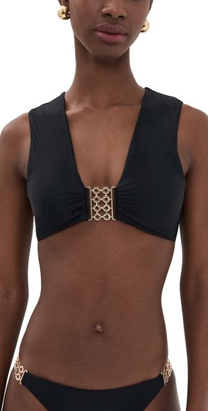 Ramy Brook Embellished Oliwia Bikini Top Black XS