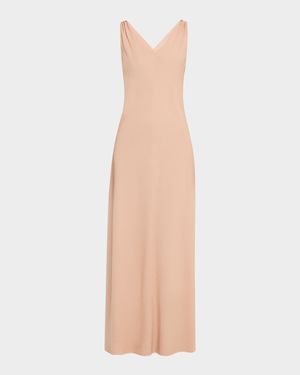 Callie Sleeveless Linen-Crepe Maxi Summer Dress