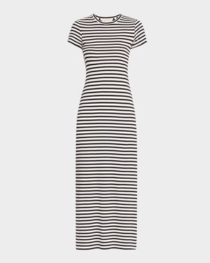 Lucinda Striped Short-Sleeve Midi Dress