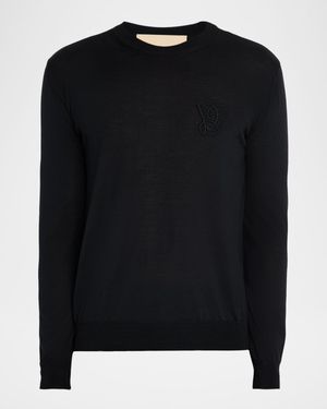 Men's Wool Embroidered Monogram Crewneck Sweater