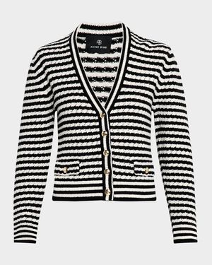 Gwen Striped Wool-Cashmere Cardigan