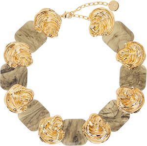 RECTO Gold & Brown Ibiza Formica Bold Necklace
